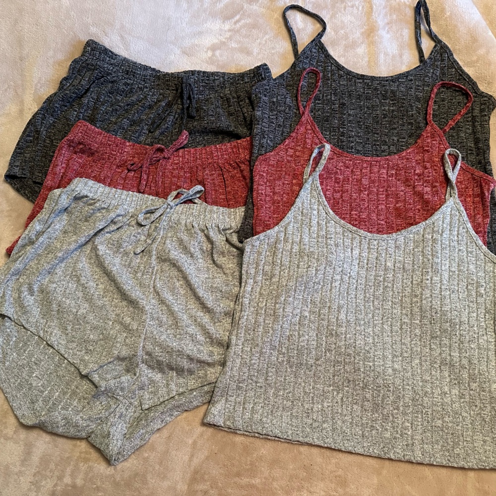 Women’s Shein pajama tank and short sets size medium, pack of 3